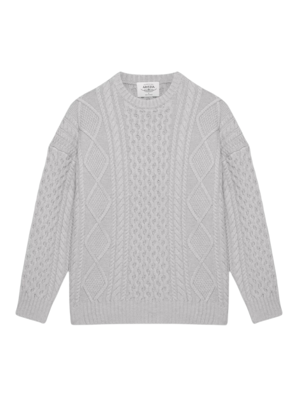 NWT Aritzia Heritage Knit Merino Wool Crew Sweater Heather Chrome M